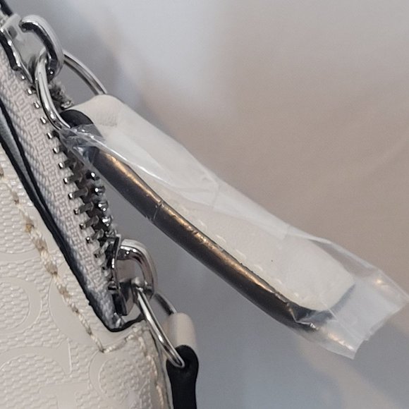 Guess Los Angeles Purse PVC Beige Short Handles Shoulder Strap Lined Complete - Picture 8 of 16